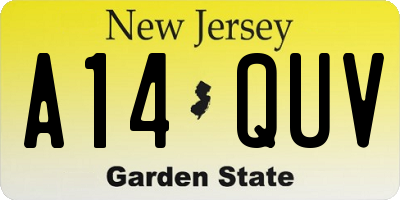 NJ license plate A14QUV