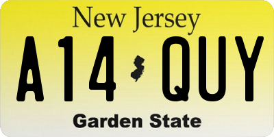 NJ license plate A14QUY