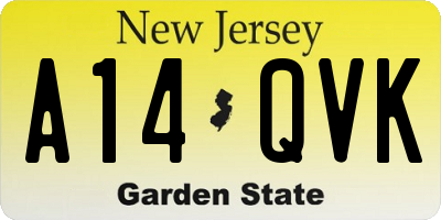 NJ license plate A14QVK