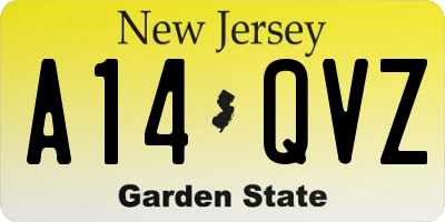 NJ license plate A14QVZ