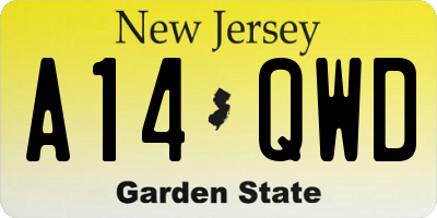 NJ license plate A14QWD
