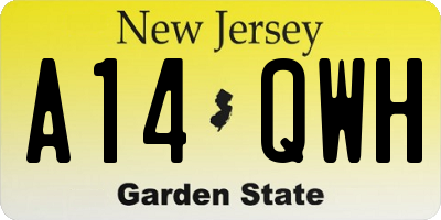 NJ license plate A14QWH