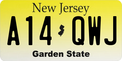 NJ license plate A14QWJ
