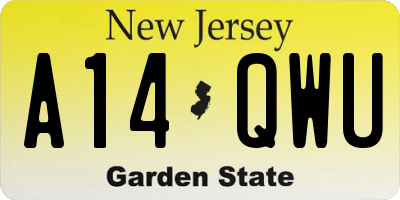 NJ license plate A14QWU