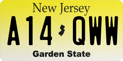 NJ license plate A14QWW