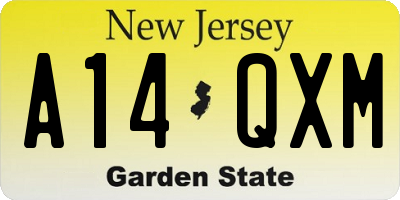 NJ license plate A14QXM
