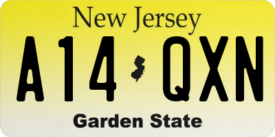 NJ license plate A14QXN