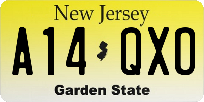 NJ license plate A14QXO