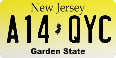 NJ license plate A14QYC