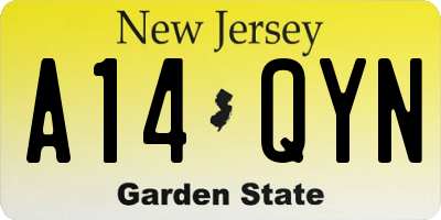 NJ license plate A14QYN