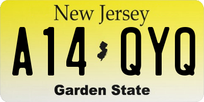 NJ license plate A14QYQ