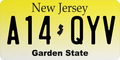 NJ license plate A14QYV