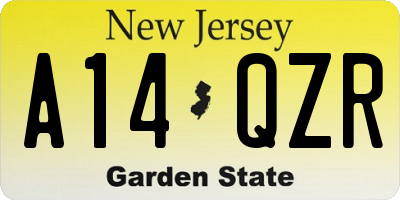 NJ license plate A14QZR