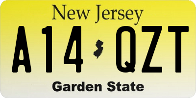 NJ license plate A14QZT