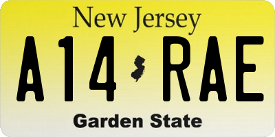 NJ license plate A14RAE