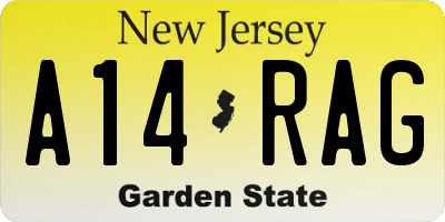 NJ license plate A14RAG