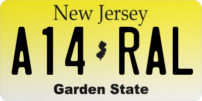 NJ license plate A14RAL
