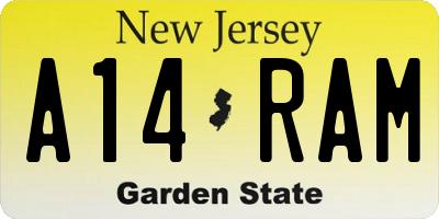 NJ license plate A14RAM
