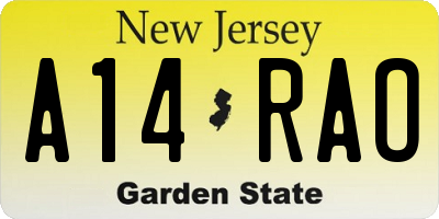 NJ license plate A14RAO