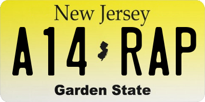 NJ license plate A14RAP