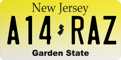 NJ license plate A14RAZ