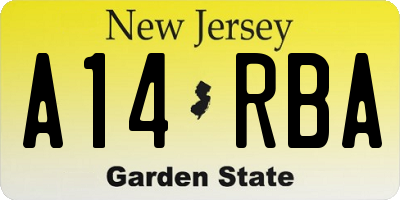 NJ license plate A14RBA