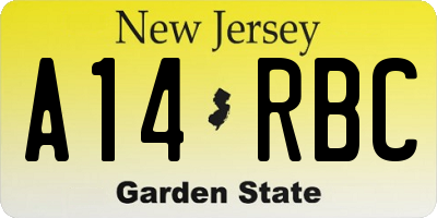 NJ license plate A14RBC
