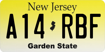 NJ license plate A14RBF