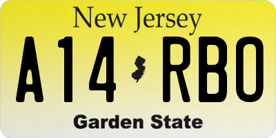 NJ license plate A14RBO