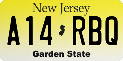 NJ license plate A14RBQ