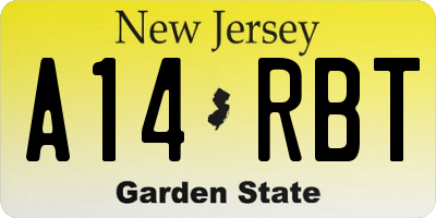 NJ license plate A14RBT
