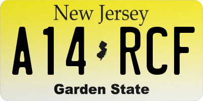 NJ license plate A14RCF