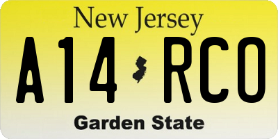 NJ license plate A14RCO