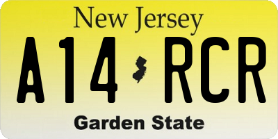 NJ license plate A14RCR