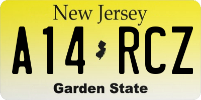 NJ license plate A14RCZ