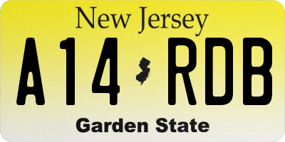 NJ license plate A14RDB