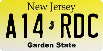 NJ license plate A14RDC