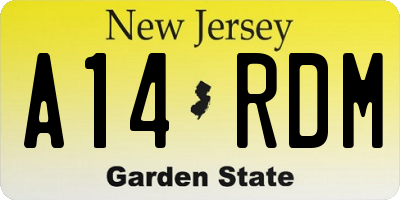 NJ license plate A14RDM