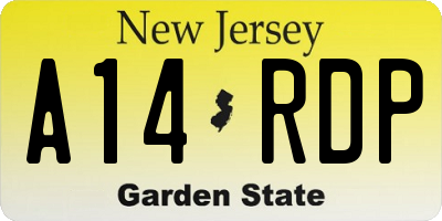 NJ license plate A14RDP