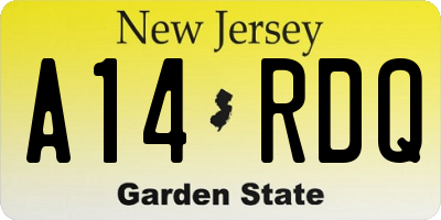 NJ license plate A14RDQ
