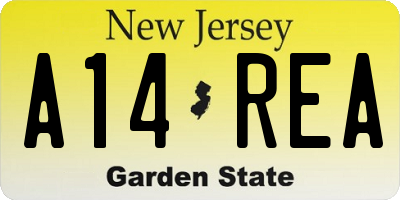 NJ license plate A14REA