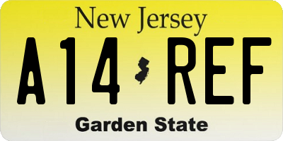 NJ license plate A14REF