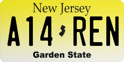 NJ license plate A14REN