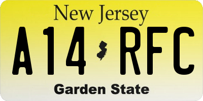 NJ license plate A14RFC