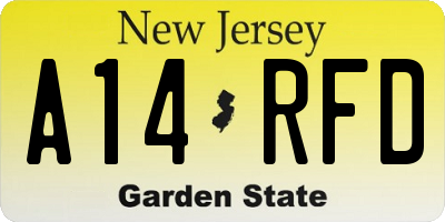 NJ license plate A14RFD