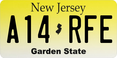 NJ license plate A14RFE