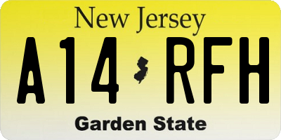 NJ license plate A14RFH
