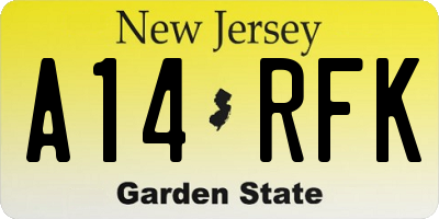 NJ license plate A14RFK
