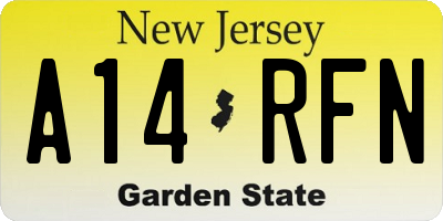 NJ license plate A14RFN