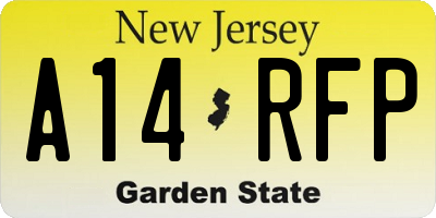 NJ license plate A14RFP